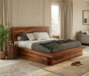 Aranya Low Profile Solid Wood Bed with Headboard