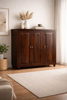 Solid Wood Shoe Storage Cabinet 3 Door Shoe Rack Organizer