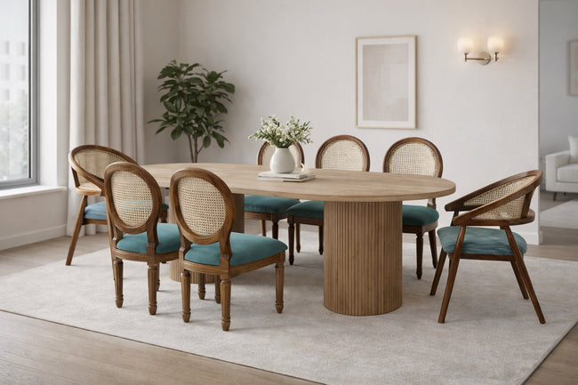 Acacia Wood Oval Dining Set – Option 2