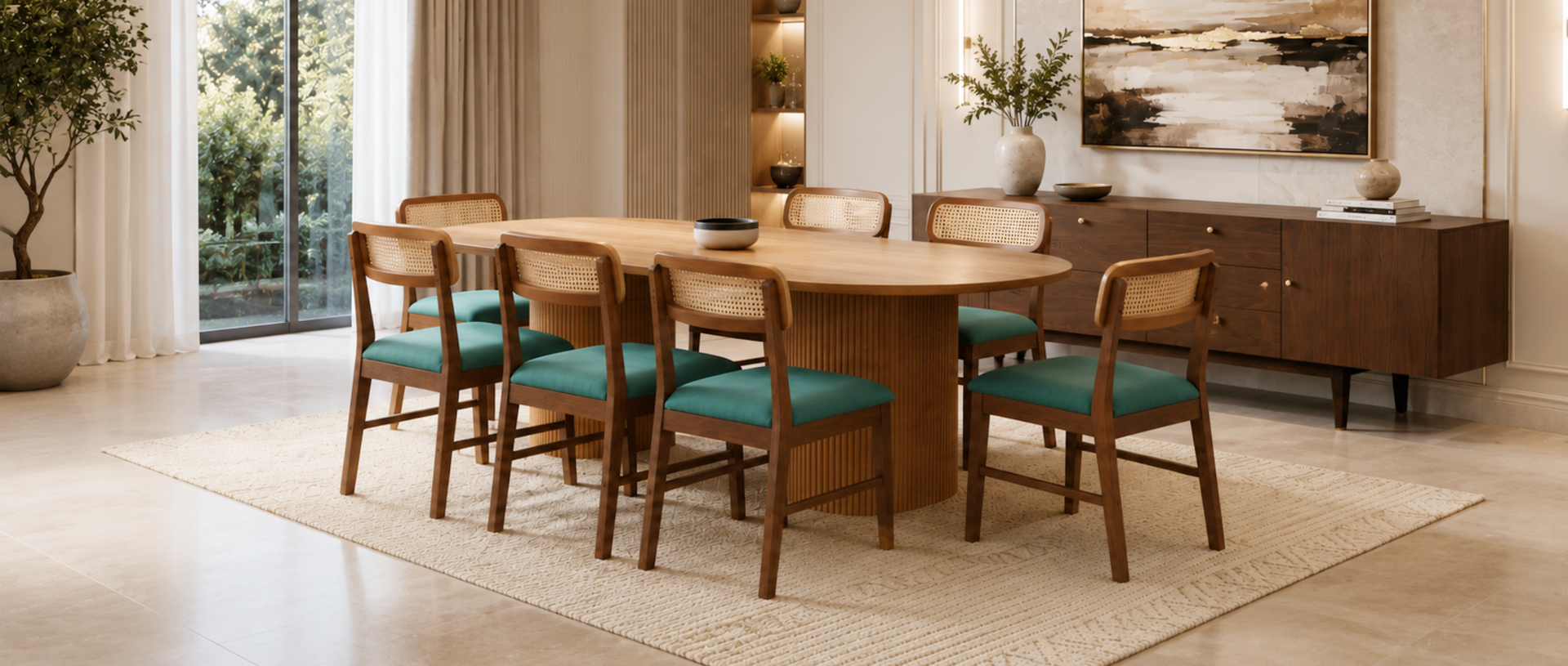 Acacia-Wood-Oval-Dining-Set-Option 1