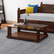Aeron Modern Rectangular Sheesham Wood Coffee Table with Glass Top - Induscraft