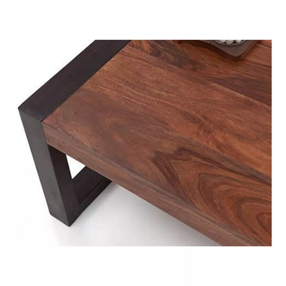 Alnia Rectangular Two-Tone Sheesham Coffee Table with Metal Legs