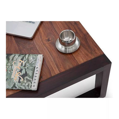 Alnia Rectangular Two-Tone Sheesham Coffee Table with Metal Legs