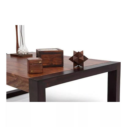 Alnia Rectangular Two-Tone Sheesham Coffee Table with Metal Legs