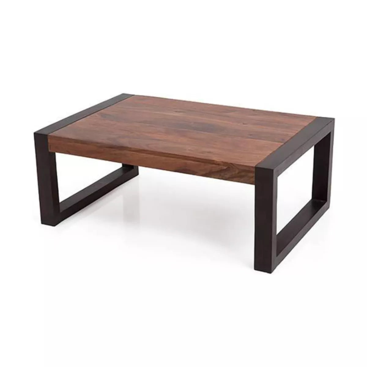Alnia Rectangular Two-Tone Sheesham Coffee Table with Metal Legs