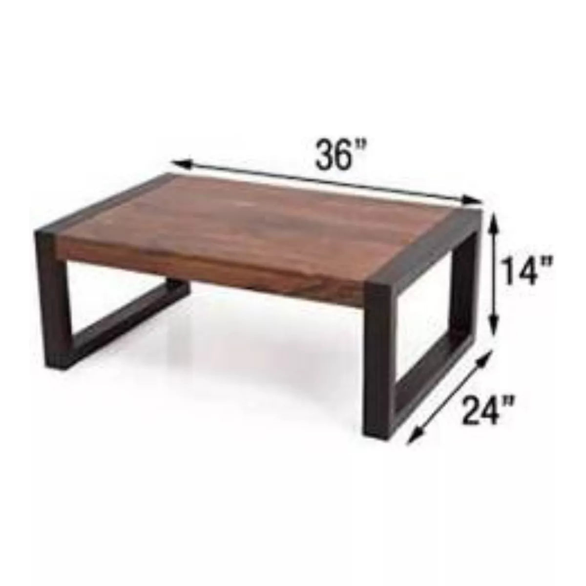 Alnia Rectangular Two-Tone Sheesham Coffee Table with Metal Legs