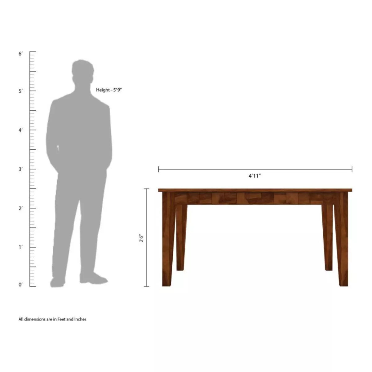 Antilia Contemporary Sheesham Wood 6 Seater Rectangular Dining Set - Induscraft