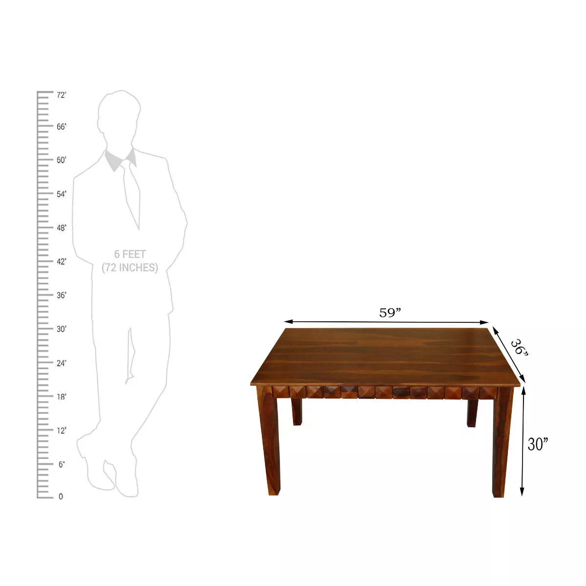 Antilia Contemporary Sheesham Wood 6 Seater Rectangular Dining Set
