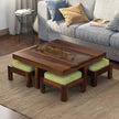 Antilia Modern Sheesham Wood Square Coffee Table with 4 Stools - Interior Image
