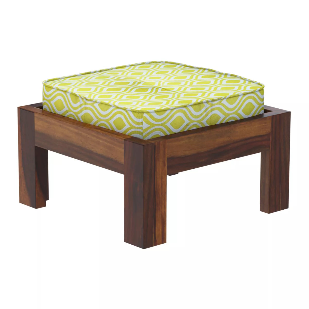 Antilia Modern Sheesham Wood Square Stool - Isometric View