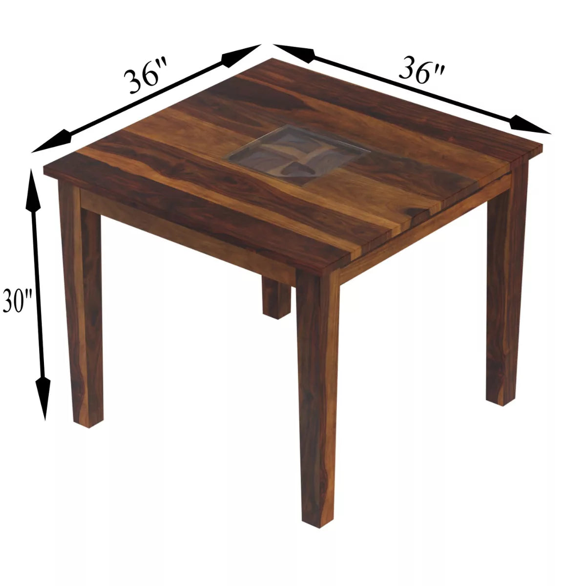 Wooden table with dimensions labeled on a white background