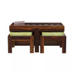 Antilia Modern Sheesham Wood Coffee Table with 2 Stools in a white background