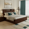Antilla Deux Solid Sheesham Wood Bed With Geometric Blockwork