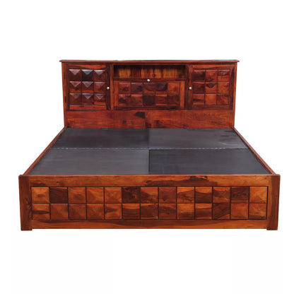 Antilla Deux Geometric Blockwork Design Sheesham Wood Bed