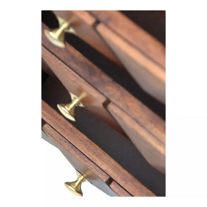 Antilla Sheesham Wood Geometric Pattern 3 Drawer Bedside Table