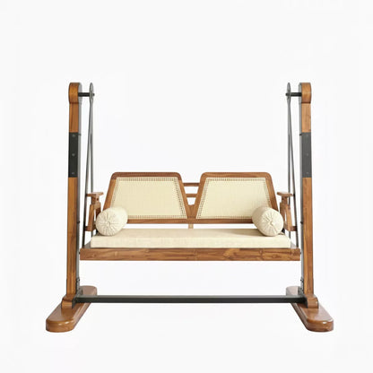 Arden Handcrafted Wooden Swing with Cane Backrest