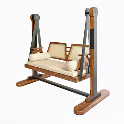 Arden Handcrafted Wooden Swing with Cane Backrest