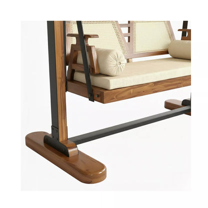 Arden Handcrafted Wooden Swing with Cane Backrest