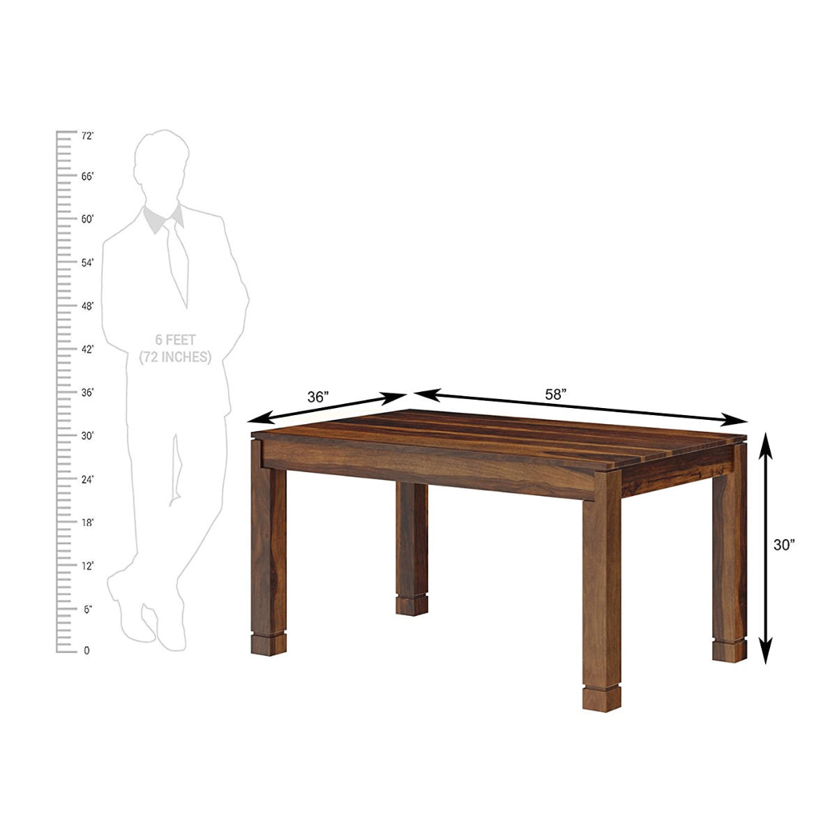 Gangam Modern Sheesham Wood 6 Seater Dining Set with Bench