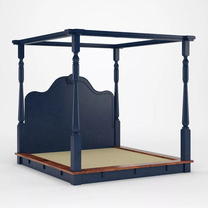 Asteroid Sheesham 4 Piece Canopy Bed Set with Bedside Tables and Bench