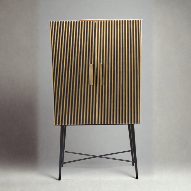 Aurum Luxury Brass Accents 2 Door Almirah Cabinet - Induscraft