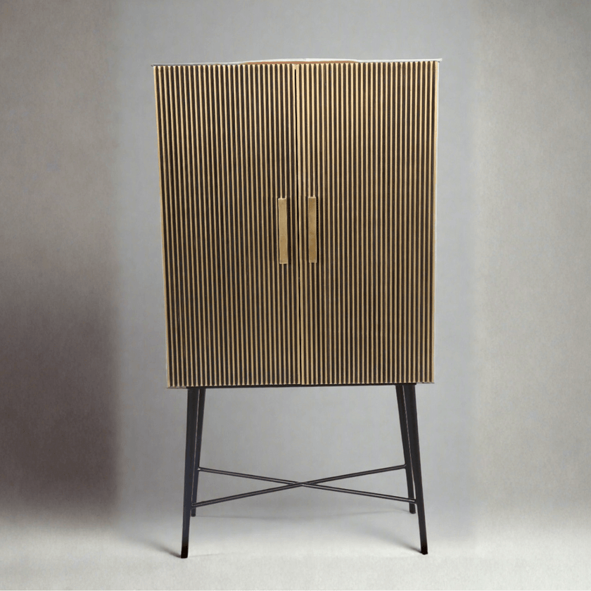 Aurum Luxury Brass Accents 2 Door Almirah Cabinet - Induscraft