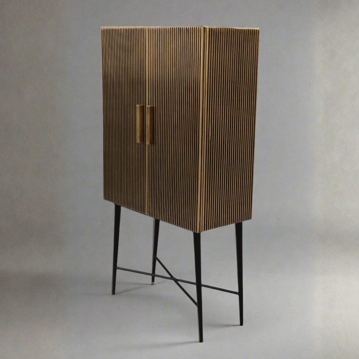 Aurum Luxury Brass Accents 2 Door Almirah Cabinet - Induscraft