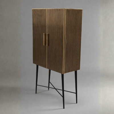 Aurum Luxury Brass Accents 2 Door Almirah Cabinet - Induscraft