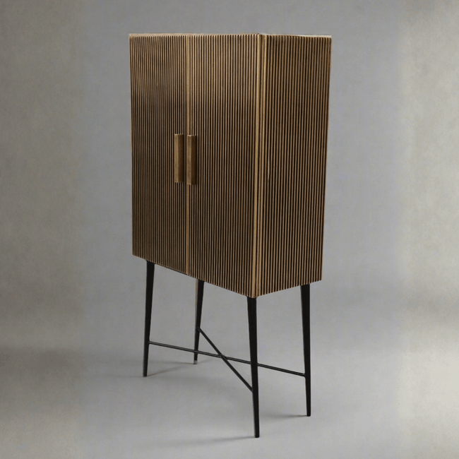 Aurum Luxury Brass Accents 2 Door Almirah Cabinet - Induscraft