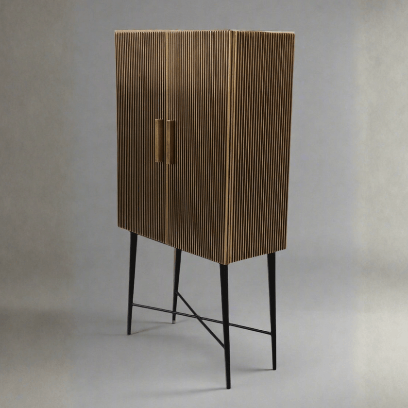 Aurum Luxury Brass Accents 2 Door Almirah Cabinet - Induscraft