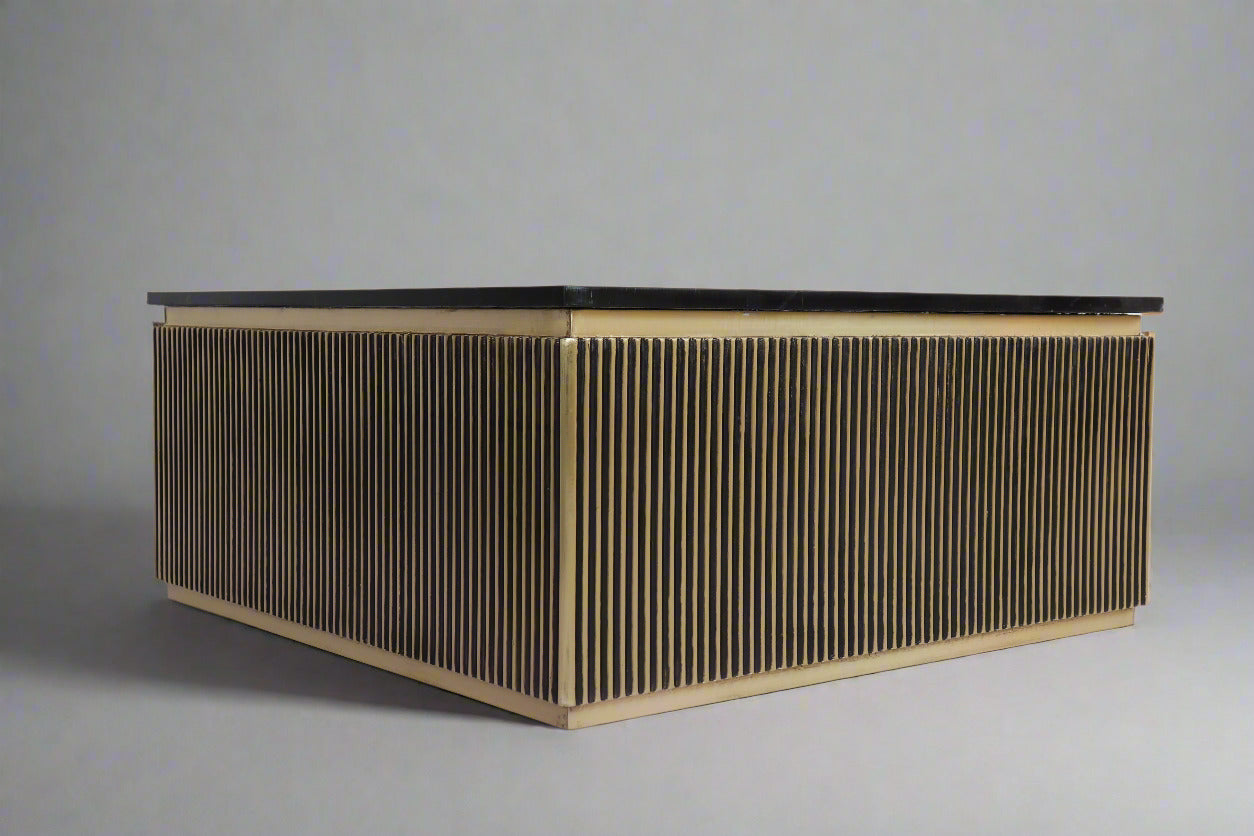 Aurum Centre Table by Induscraft Brass Accent Marble top