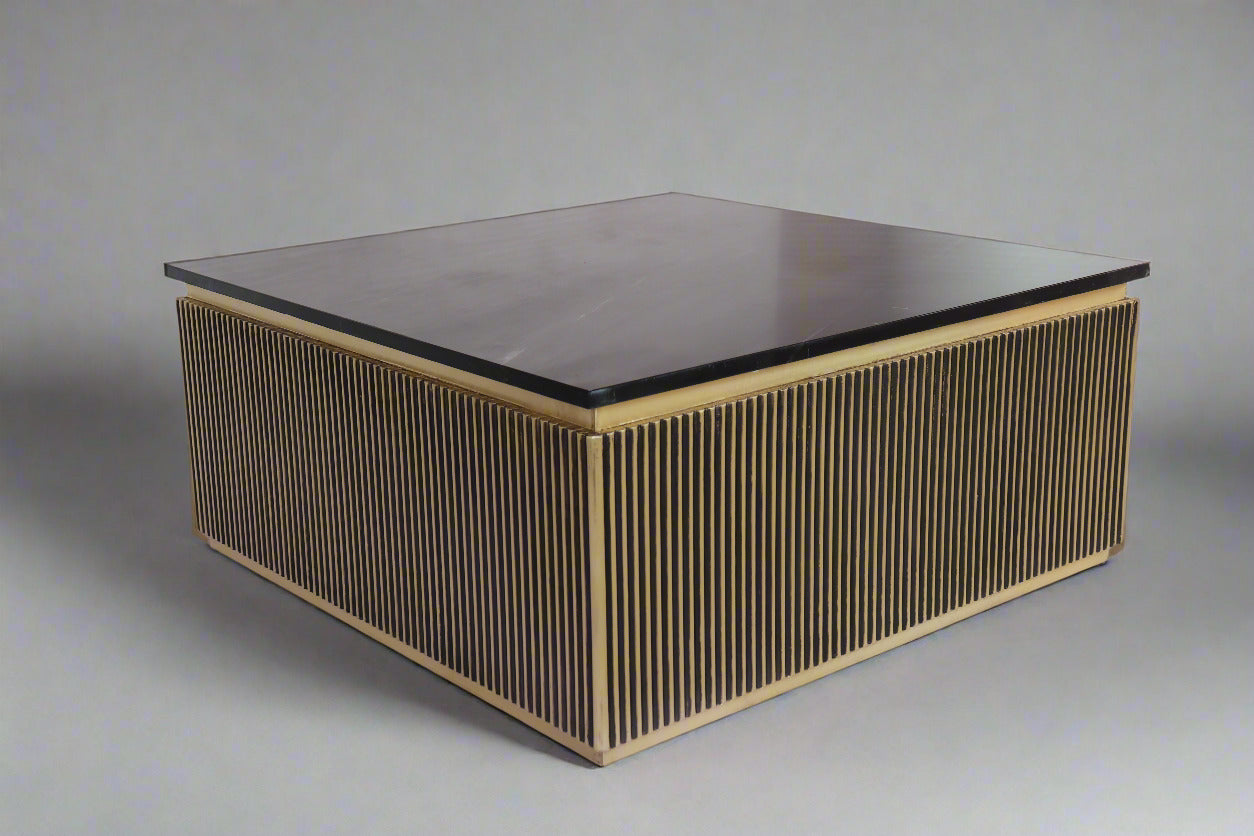 Aurum Centre Table by Induscraft Brass Accent Marble top