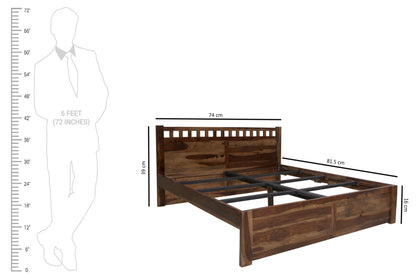 Ethina Bed by Induscraft in Solid Sheesham Wood with Box Storage (King and Queen Size)