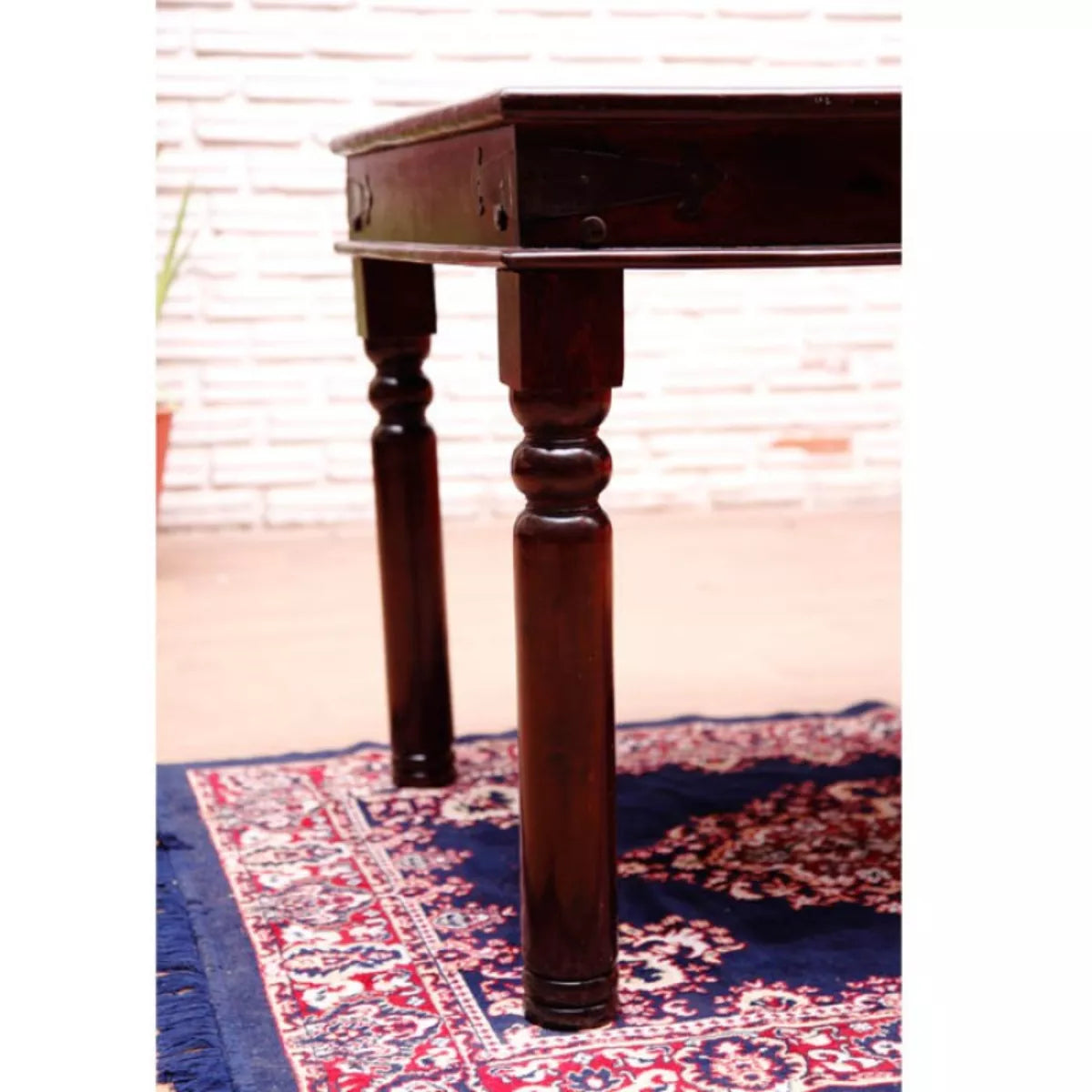 Brass Fussion Sheesham Wood Luxury 6 Seater Dining Table - Induscraft