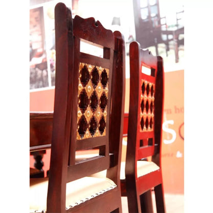 Brass Fussion Sheesham Wood Vintage Upholstered Seat Dining Chair (Set of 2)