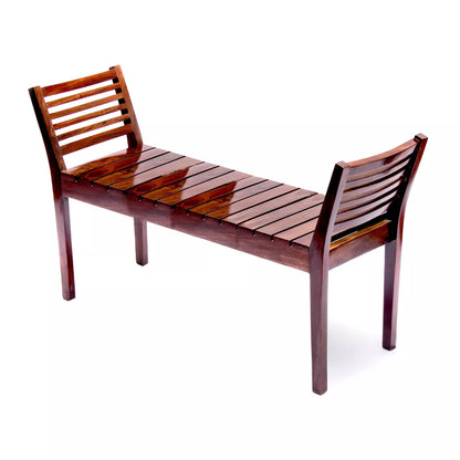 Butterfly Sheesham Wood Contemporary Slatted 2 Seater Bench