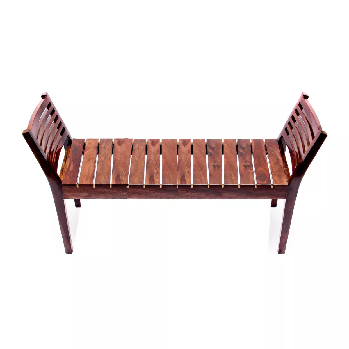 Butterfly Sheesham Wood Contemporary Slatted 2 Seater Bench