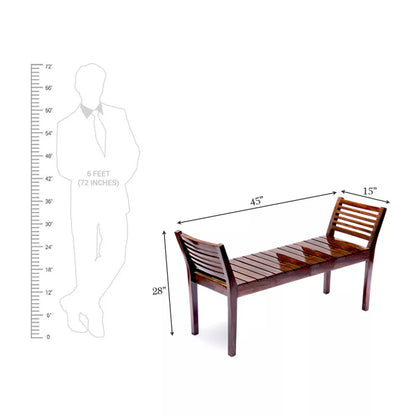 Butterfly Sheesham Wood Contemporary Slatted 2 Seater Bench