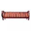 Wooden bench with slatted design on a white background