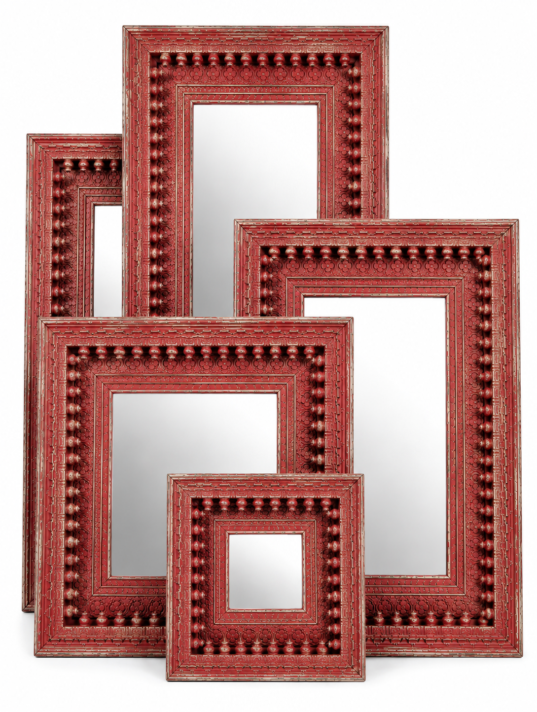 Dvitya Handcrafted Wooden Mirror Frame in Distressed Finish