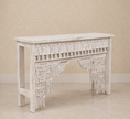 Eka Carved Dressing Table with Mirror in Distressed White