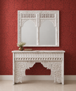 Eka Carved Dressing Table with Mirror in Distressed White
