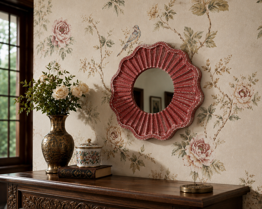 Tritya Flower Shape Decorative Wall Mirror