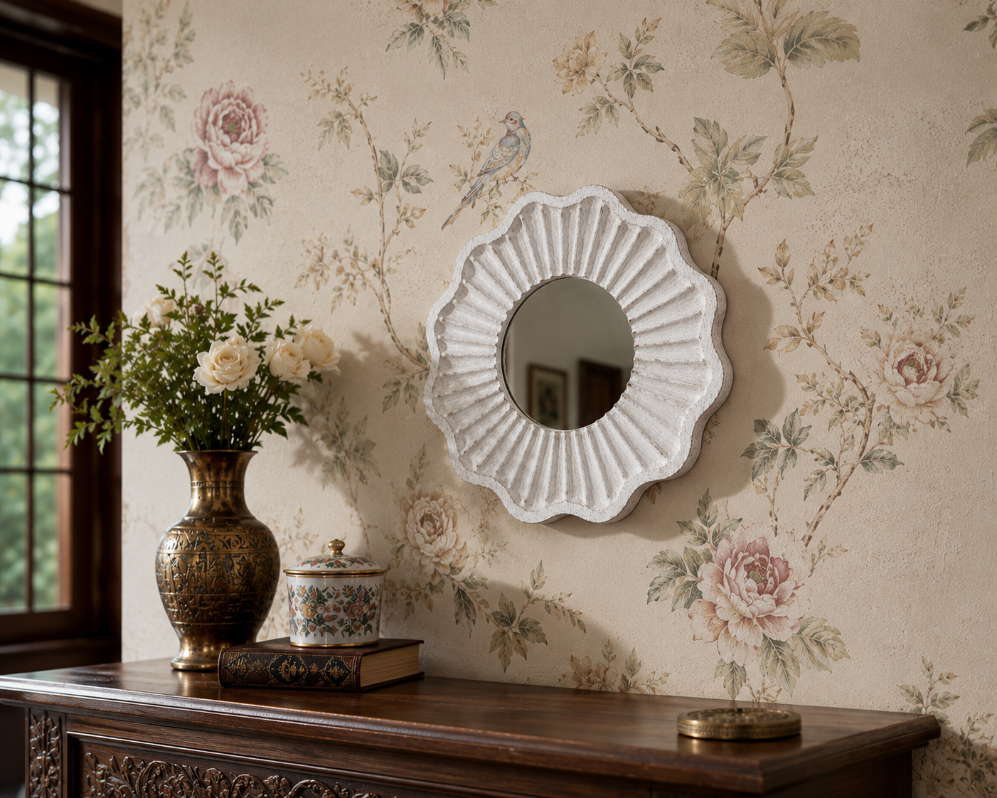 Tritya Flower Shape Decorative Wall Mirror