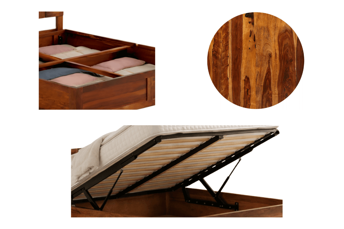Consistent Consutruction in Induscraft's Solid Sheesham Wood King Bed with Storage
