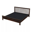 Wooden bed frame with dark finish on a white background