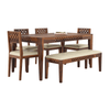 Disa Sheesham Modern Hand-Carved Dining Table Set for 4 - Induscraft
