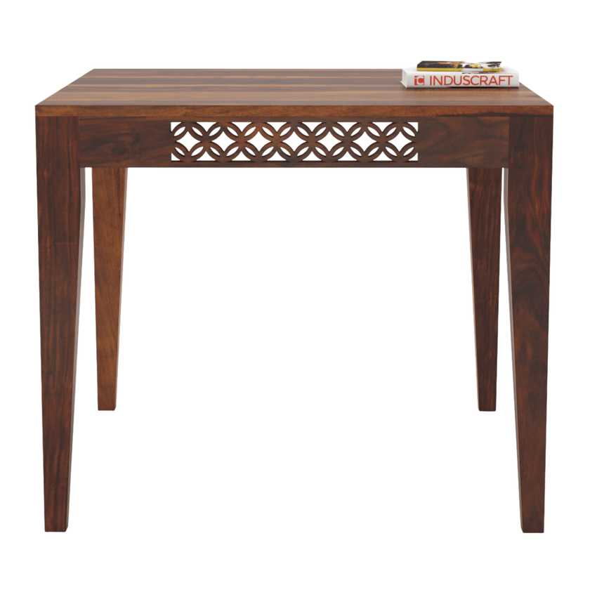 Disa Sqaure Sheesham Wood Hand-Carved 4 Seater Dining Table - Induscraft
