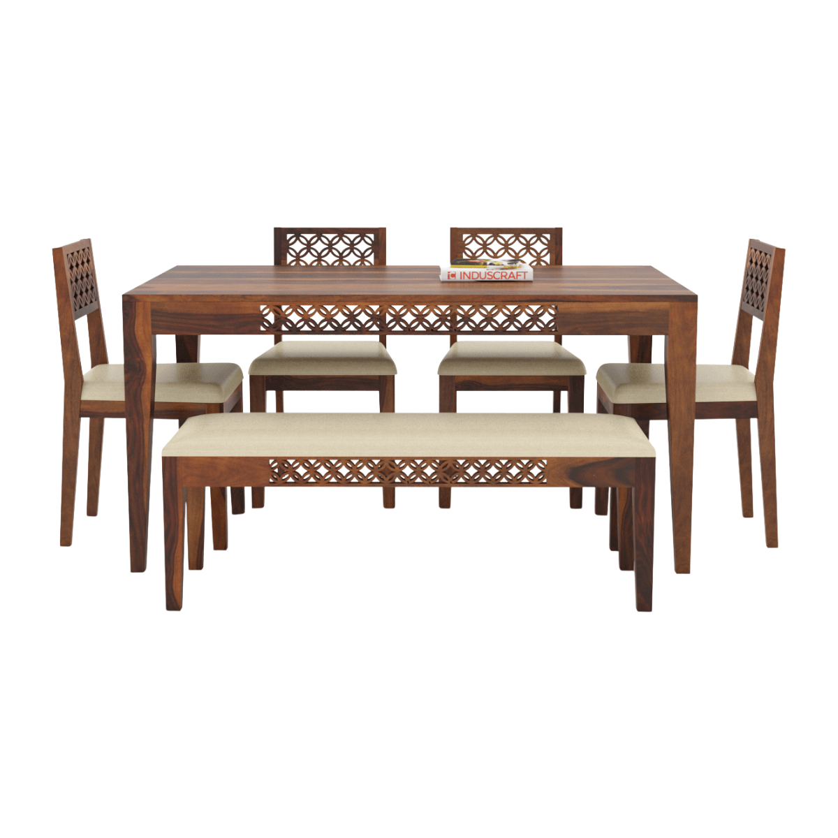 Disa Sheesham Modern Hand-Carved 4 Seater Dining Set