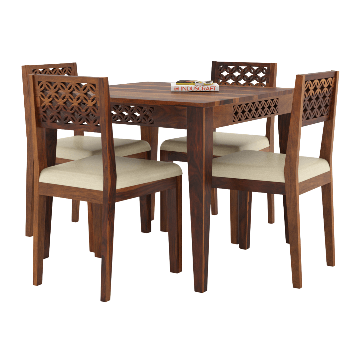 Disa Sheesham Modern Hand-Carved 4 Seater Dining Set